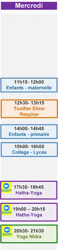 Planning Mercredi